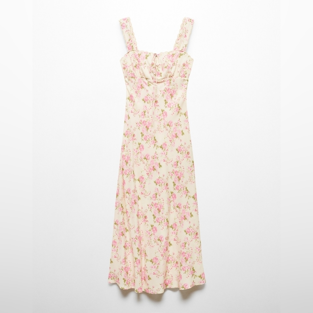 Mango Floral dress with bow neckline - Picture 2 of 9